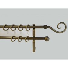 16 mm Ø Sopron karnis szett, 2 soros, bronz, lapostartóval (120 cm) karnis, függönyrúd