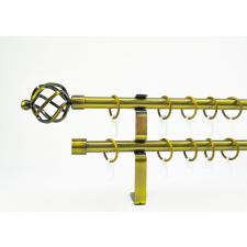 16 mm Ø Szeged karnis szett, 2 soros, óarany, lapostartóval (120 cm) karnis, függönyrúd