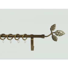 16 mm Ø Tata függönykarnis szett, 1 soros, bronz, lapostartóval (200 cm) karnis, függönyrúd