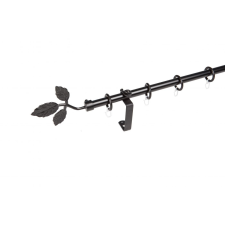 16 mm Ø Tata függönykarnis szett, 1 soros, fekete, lapostartóval (200 cm) karnis, függönyrúd