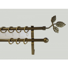 16 mm Ø Tata karnis szett, 2 soros, bronz, lapostartóval (160 cm) karnis, függönyrúd