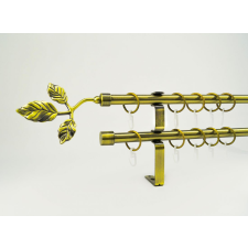  16 mm Ø Tata karnis szett, 2 soros, óarany, lapostartóval (120 cm) karnis, függönyrúd