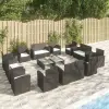  16 részes fekete polyrattan kerti ülőgarnitúra párnákkal