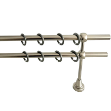  16mm Amerika függönykarnis, végzáró nélküli, 2 soros , Nikkel - Matt színben karnis, függönyrúd