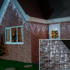180 LED-es 8 programos karácsonyi jégcsap fényfüzér - Melegfehér karácsonyfa izzósor