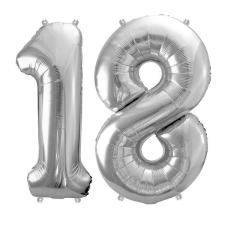18-as ezüst szám fólia lufi party kellék