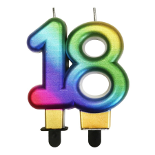  18 ÉVSZÁMOS SZIVÁRVÁNY SZÍNŰ TORTAGYERTYA gyertya