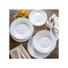  19 részes opál üveg fehér színű étkészlet tányér és evőeszköz