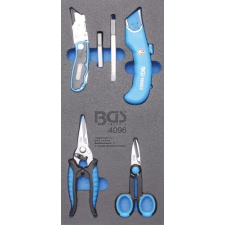  1/3 szerszámtálca szerszámkocsihoz: 6 részes olló és kés készlettel (BGS 4096) autójavító eszköz