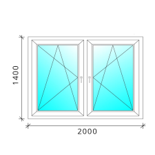  200x140 Tokosztott nyb/nyb műanyag ablak nyílászáró