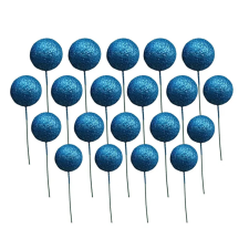  20 darabos glitteres műanyag dekorációs gömb – Kék party kellék