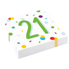 21. Happy Birthday születésnapi szalvéta - 20 darabos papírárú, csomagoló és tárolóeszköz