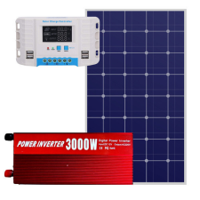  220V/12V napelem rendszer 150Wpanel 3000W inverter + 60A töltésvezérlő napelem