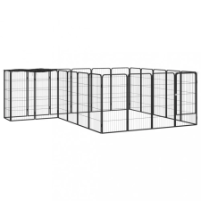  22-paneles fekete porszórt acél kutyakennel 50 x 100 cm szállítóbox, fekhely kutyáknak