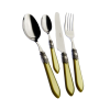  24 db-os Casa Bugatti evőeszköz készlet, Oxford Old-ezüst, modern, elegáns design, 6 személyes, prémium anyagú, rozsdamentes acél, ezüstözött gyűrű, luxus bemutató doboz, certosa zöld