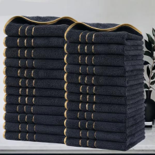  24 részes arany csíkos 35x35cm  törölköző szett sötétszürke RB6623627-SSZ lakástextília