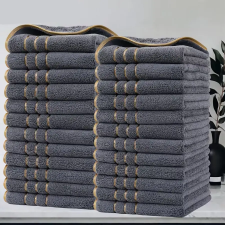  24 részes arany csíkos 35x35cm  törölköző szett szürke RB6623627-SZ lakástextília