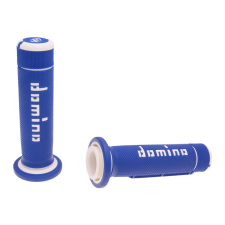283 Domino A180 ATV 22/22mm kék-fehér kormánymarkolat szett hüvelykujjas gázkarhoz markolatgumi