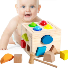  2 Az 1 Ben Fa Játékkalapács + Montessori Kalapács formabedobó