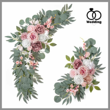  2 darab elegáns művirágos rózsakoszorú esküvői oltárhoz/táblához XJ1773814 dekoráció