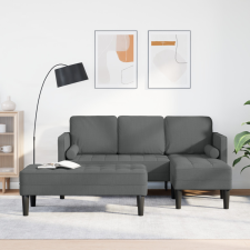  2 Darabos Kanapé Szett Párnákkal Sötétszürke Szövet bútor