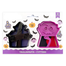  2 darabos műanyag süteménykiszúró és nyomda – Halloween minta - Drakula és szellemkastély sütés és főzés