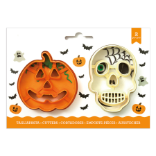 2 darabos műanyag süteménykiszúró és nyomda – Halloween minta – Tök és koponya sütés és főzés