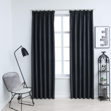  2 db antracitszürke sötétítőfüggöny kampókkal 140 x 225 cm redőny