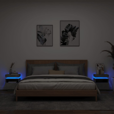  2 db betonszürke éjjeliszekrény LED-fényekkel 40x39x48,5 cm bútor
