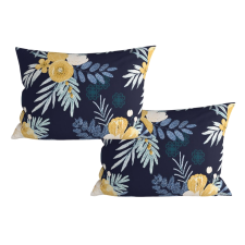  2 db dekoratív mikroszálas párnahuzat FLOWERISH 50x70 cm, sötétkék lakástextília