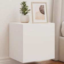 2 db fehér falra szerelhető TV-szekrény LED-ekkel 40,5x35x40 cm bútor
