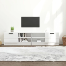  2 db fehér magasfényű szerelt fa TV-szekrény 80x35x36,5 cm bútor