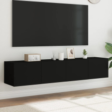  2 db fekete falra szerelhető TV-szekrény LED-del 80x35x31 cm bútor