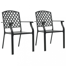  2 db fekete rakásolható acél kültéri szék kerti bútor