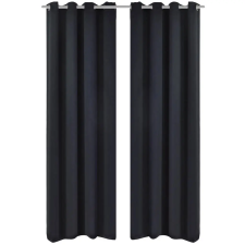  2 db fekete sötétítőfüggöny fémkarikákkal 135 x 245 cm lakástextília
