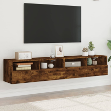 2 db füstös tölgy színű szerelt fa fali TV-szekrény 80x30x30 cm bútor