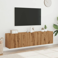  2 db kézműves tölgy falra szerelhető TV-szekrény 80x30x41 cm bútor