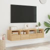  2 db sonoma tölgy színű szerelt fa fali TV-szekrény 60x30x30 cm