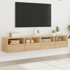  2 db sonoma tölgy színű szerelt fa fali TV-szekrény 80x30x30 cm bútor