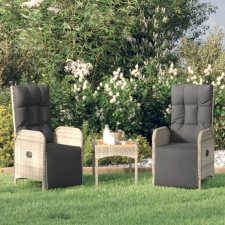  2 db szürke polyrattan dönthető kerti szék asztallal kerti bútor