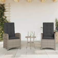  2 db szürke polyrattan dönthető kerti szék párnákkal kerti bútor