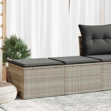  2 részes világosszürke polyrattan akácfa ülőgarnitúra párnákkal kerti bútor