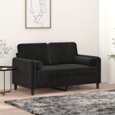  2 személyes fekete bársony kanapé díszpárnákkal 120 cm bútor