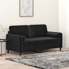 2 személyes fekete bársony kanapé díszpárnákkal 140 cm bútor