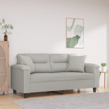 2 személyes világosszürke párnás mikroszálas szövetkanapé 140cm bútor