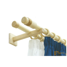  (2 szín 3 méret) Tömörfa karnis szett dupla-Natural-250cm karnis, függönyrúd