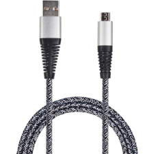 2go USB Lade-/Datenkabel USB-A - Micro-USB  1m  Nylon silber (795951) mobiltelefon kellék