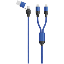 2go USB / Type C Ladekabel DUO 2x Lightning Nylon 1,2m blau (797364) mobiltelefon kellék