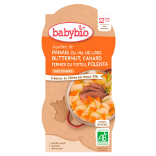 2xBABYBIO Paszternák sütőtökkel, kacsával és puliszkával 200 g bébiétel