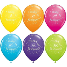  30 cm-es évszámos lufi, boldog szülinapot  5 db/cs.  20-as party kellék